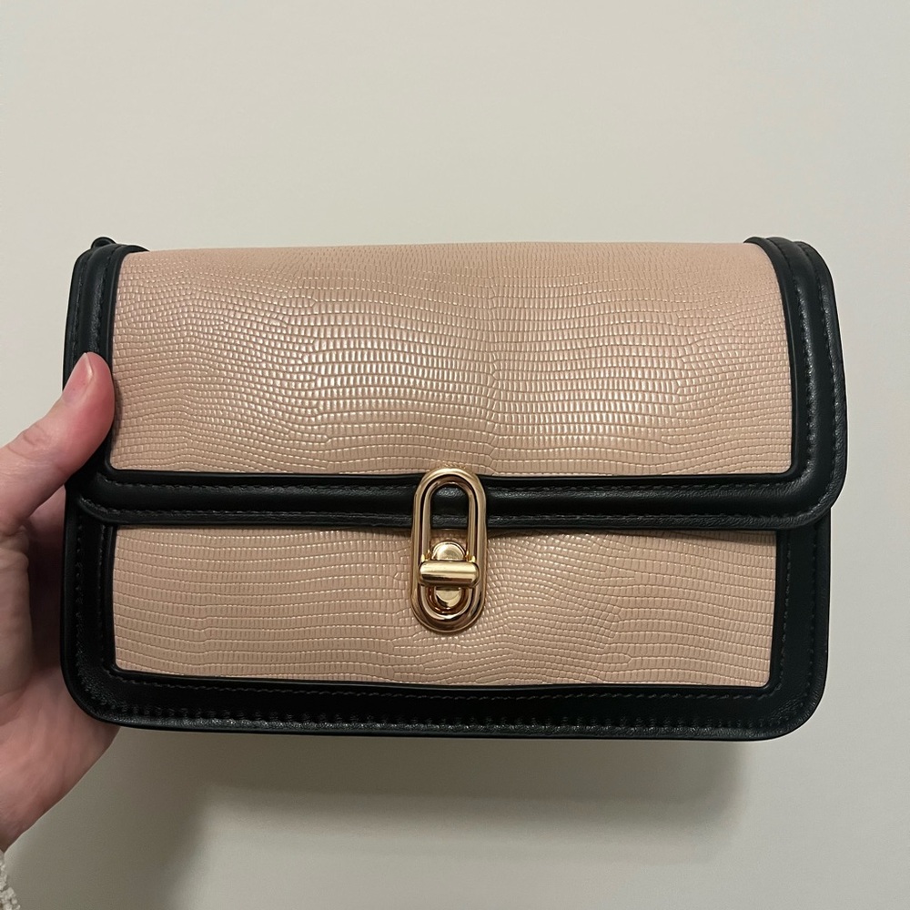 Chic Tan and Black Crossbody Bag